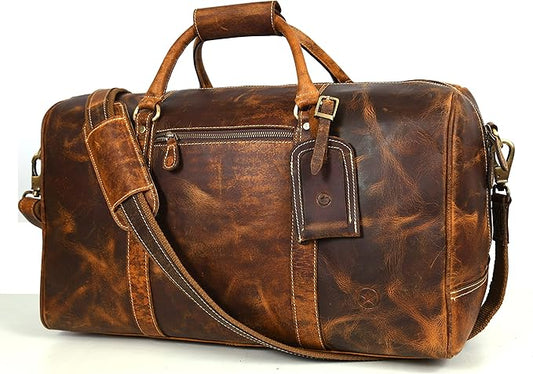 Leather Duffel Bag for Men & Women Travel, Weekend, Overnight, Gym Bag