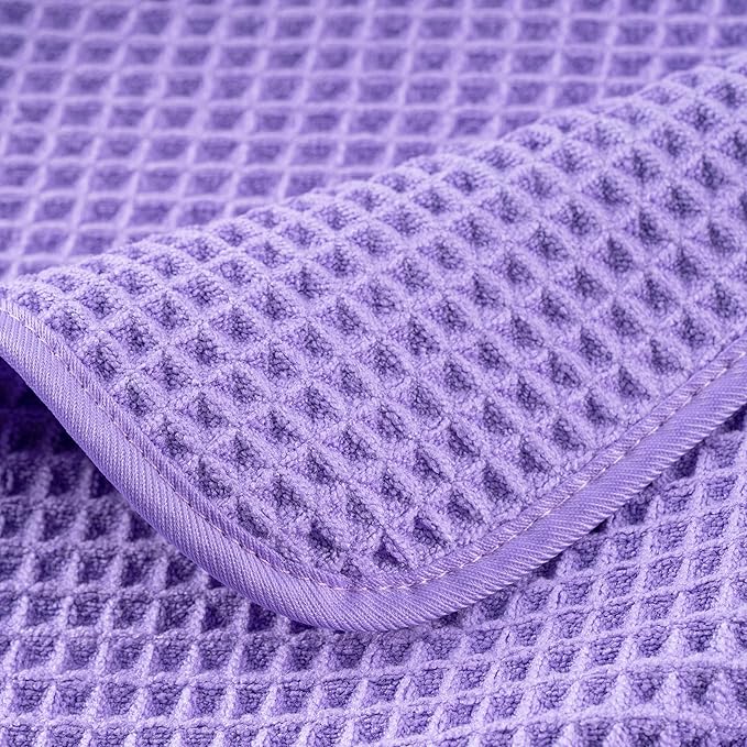 POLYTE Microfiber Oversize Quick Dry Lint Free Bath Towel, 60 x 30 in, 4 Pack (Waffle Weave)
