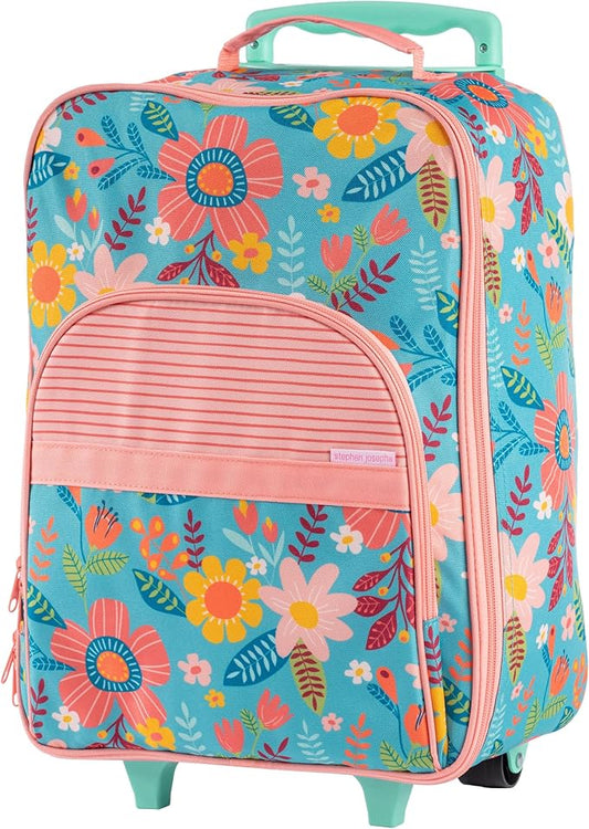 Stephen Joseph, Kids Roling Carry-On Luggage, 12.5" L x 6.5" W x 18" H, Turquoise Floral