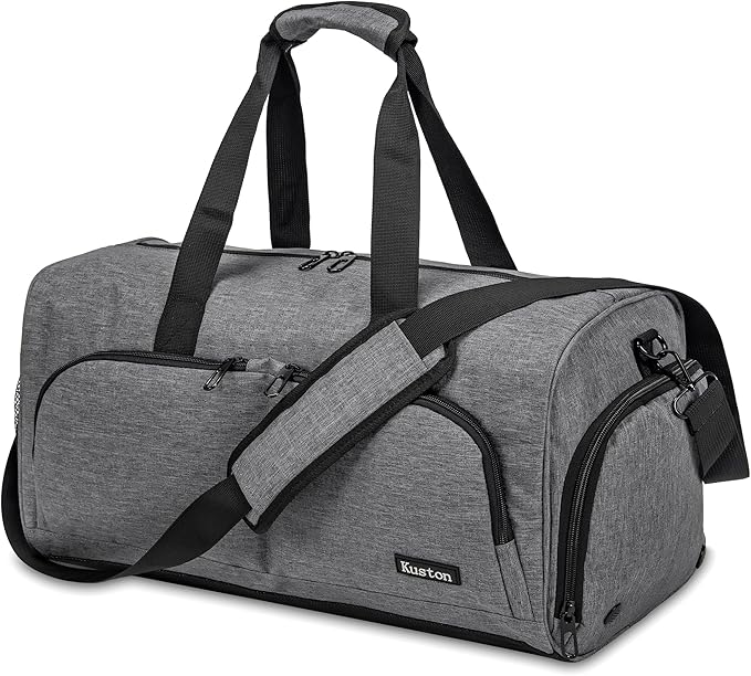 Kuston Sports Gym Bag with Shoes Compartment &Wet Pocket Gym Duffel Bag Overnight Bag for Men and Women
