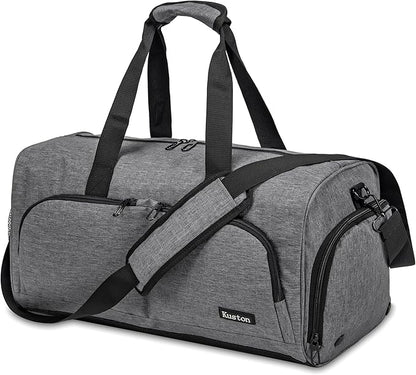 Kuston Sports Gym Bag with Shoes Compartment &Wet Pocket Gym Duffel Bag Overnight Bag for Men and Women