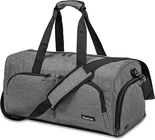 Kuston Sports Gym Bag with Shoes Compartment &Wet Pocket Gym Duffel Bag Overnight Bag for Men and Women