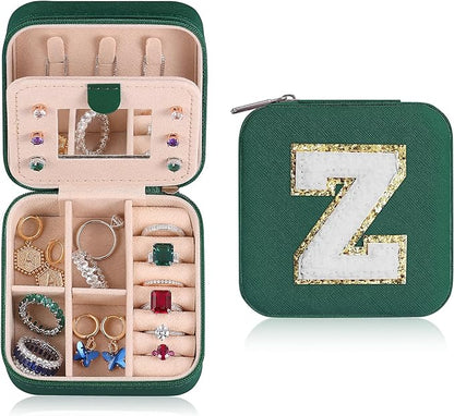 Parima Teacher Appreciation Gifts for Women, Travel Jewelry Case for Women Teacher Gifts | Travel Gifts for Teacher | Travel Essentials Small Jewelry Box | Jewelry Travel Organizer - Letter Z, Green