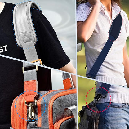 ZINZ 60" Universal Strap with Ultra-Thick Fixed Breathable Pad - Adjustable Heavy-Duty Shoulder Strap for Laptop, Crossbody Luggage, Gym Bag, Camera Bag and More - Gray Orange