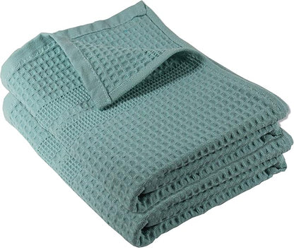 GILDEN TREE Waffle Hand Towels for Bathroom Quick Dry Towel Super Absorbent Thin 100% Cotton Lint Free, Hand Towels for Bathroom Set of 2, Classic Style (Seafoam)