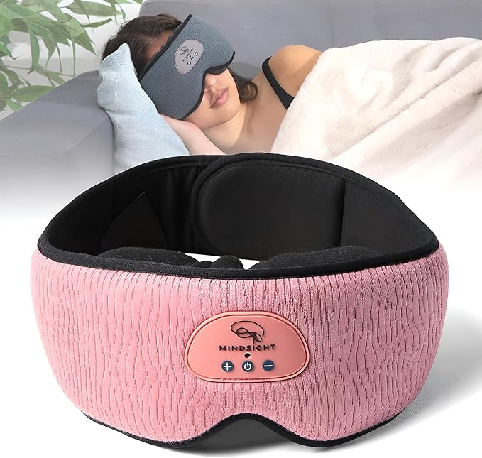 Mindsight DriftBand Sleep Mask with Bluetooth Headphones | Blackout Eye Mask with Memory Foam | Breathable Plush Fabric | Ultra-Thin Adjustable Speakers | Built for Sleep & Travel | Spot Clean Only
