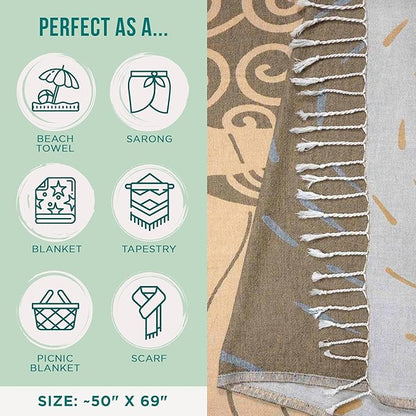 Sand Cloud Turkish Beach Towel - Sand Free - 100% Organic Turkish Cotton Yarn - Quick Dry Towel for Beach, Picnic Blanket or Throw - As Seen on Shark Tank - Sunset Swim