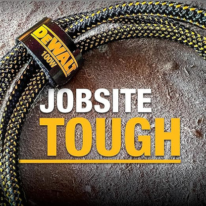 DEWALT Heavy Duty 100W USB C Cable, Jobsite 100 Watt USB C Cable, High Speed Type-C to Type-C, Fast Charge PD USBC Fast Charging Cord for iPhone 17/16/15 Plus Pro Max MacBook iPad Samsung Galaxy, 4 ft