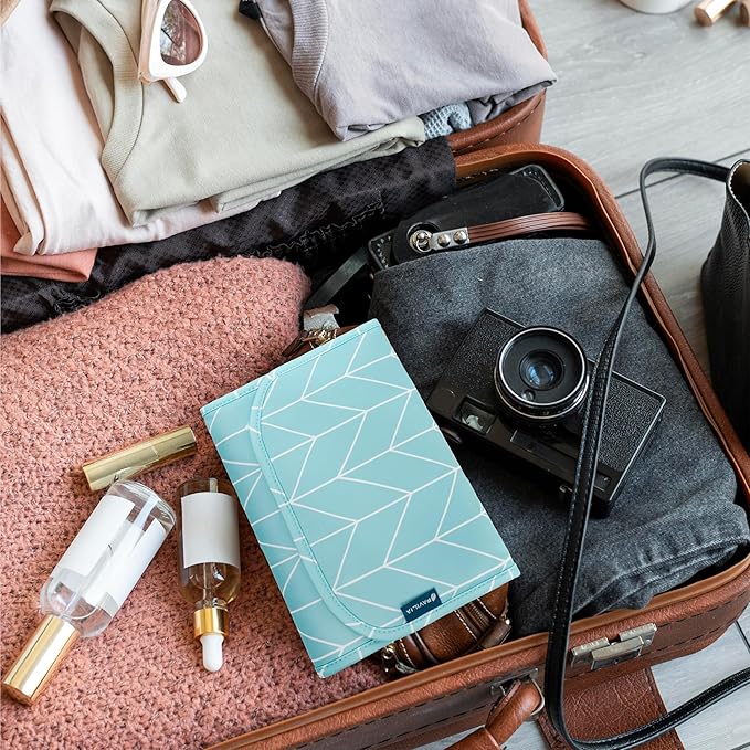 Pavilia Foldable Jewelry Organizer - Travel Roll Bag with Compartments for Earrings, Rings, Necklaces, Bracelets - Packing Accessory