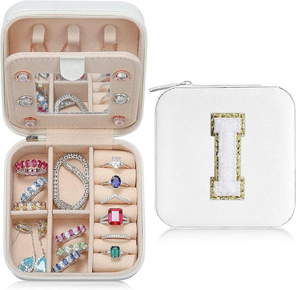 Parima Women's Jewelry Organizer | Necklace, Earring, Ring Organizer | White Travel Gift - Letter I