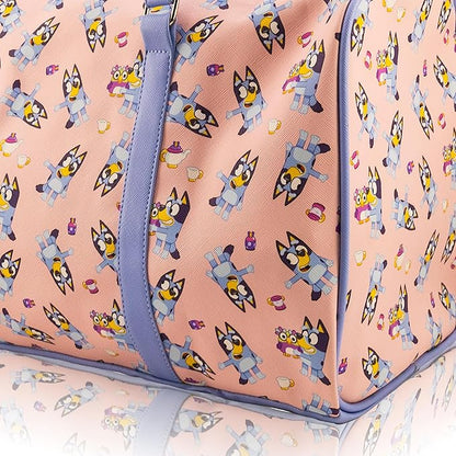 Bluey Mini Duffle Bag for Kids | Bluey and Bingo Small Travel Bag with Shoulder Strap | Lightweight PU Overnight Bag for Girls and Boys | Weekender Tote for Travel | Ages 3+