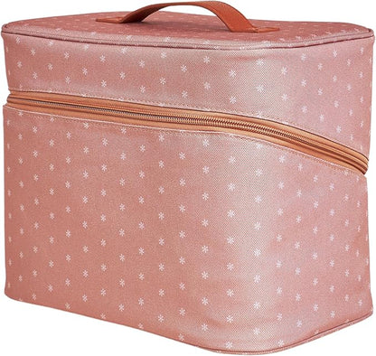 Erin Condren Medium Organizer Case, Multi-Purpose Travel Case with Stylish Terracotta Asterisk Design, Removable Dividers and Sturdy Vegan Leather Handle, Carry Toiletries, Makeup, Jewelry and More