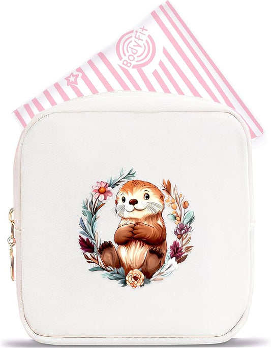 Sea Otter Mini Makeup Bag, Otter Gift For Women Girls, Cute Portable Zipper Pouch Cosmetic Bag For Teen Girls Kids, Small Storage Bag For Sanitary Pad, Period napkin bag!