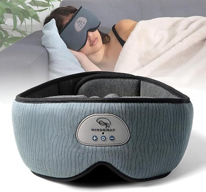 Mindsight DriftBand Sleep Mask with Bluetooth Headphones | Blackout Eye Mask with Memory Foam | Breathable Plush Fabric | Ultra-Thin Adjustable Speakers | Built for Sleep & Travel | Spot Clean Only
