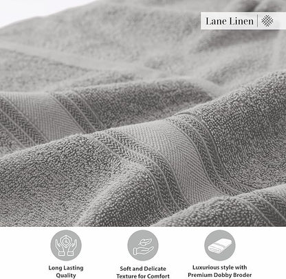Lane Linen 100% Cotton Bath Sheets Set of 4 (35"x66") - Zero Twist Cotton Extra Large Bath Towels Sets - Quick Dry, Soft & Absorbent Oversized Grey Towels Set - Pre Shrunk, Fade Resistant - Space Grey