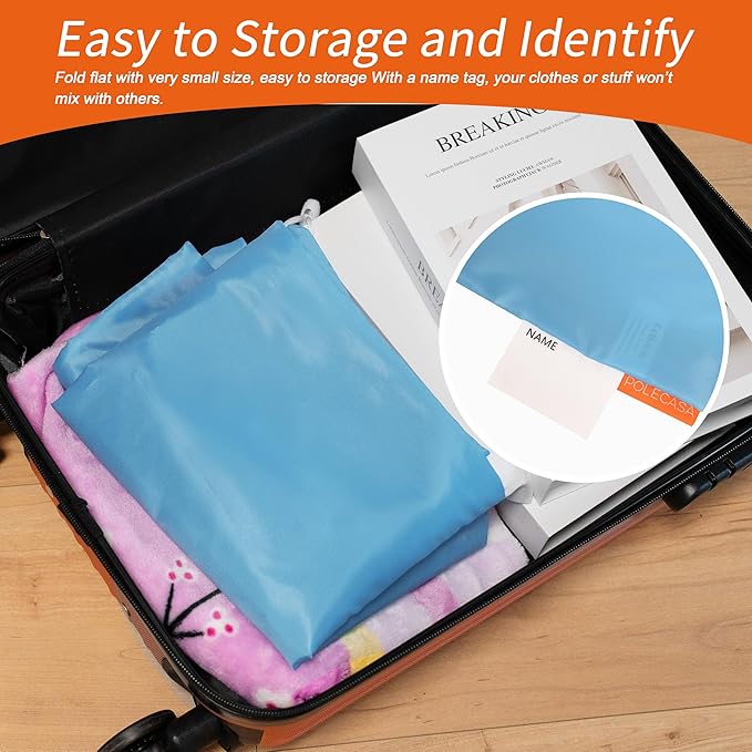 Polecasa Heavy Duty Large Laundry Bag with 130gsm Tear Resistant Fabric and Handles, Easy to Carry Durable Dirty Clothes Drawstring Bag, Perfect for College Dorm,Travel, 2 Pack 28”x36”,Gulf Blue