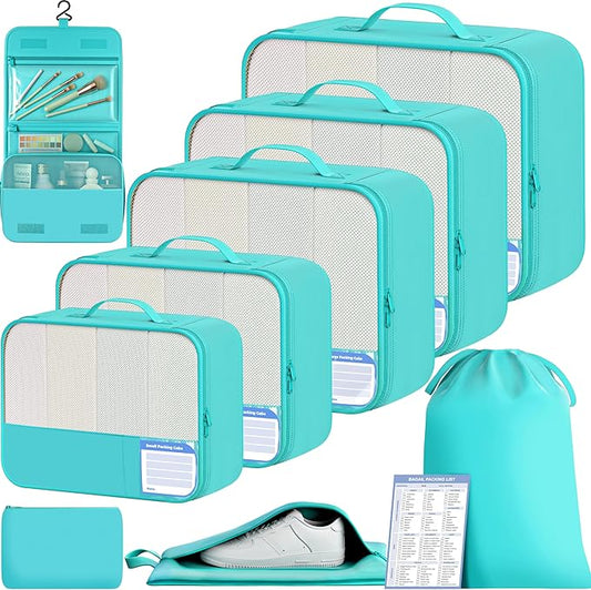 BAGAIL 9 Set Packing Cubes Luggage Packing Organizers for Travel Accessories