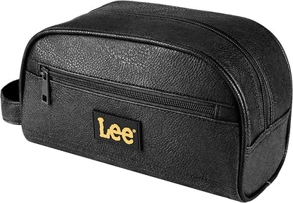 Lee Toiletry Bag for Men, PU Leather Travel Dopp Kit, Water-Resistant Men's Shaving Kit Bathroom Organizer, Gifts for Men