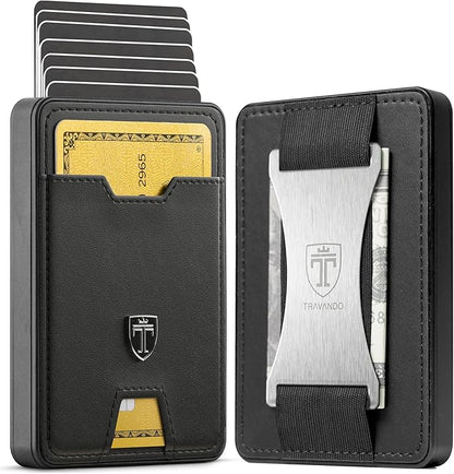 TRAVANDO Swype Slim Wallet for Men Metal RFID Blocking Mens Wallet Card Case (Without AirTag* Pocket)