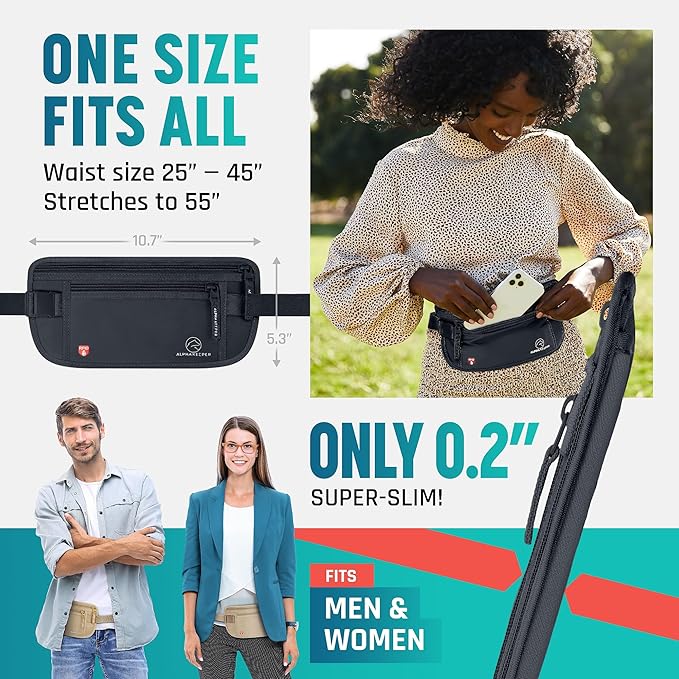 Hidden Money Belt for Travel for Men, Waist Wallet Anti Theft, RFID Passport Holder For Travel Men Or Women, Money Pouch, RFID Passport Holder