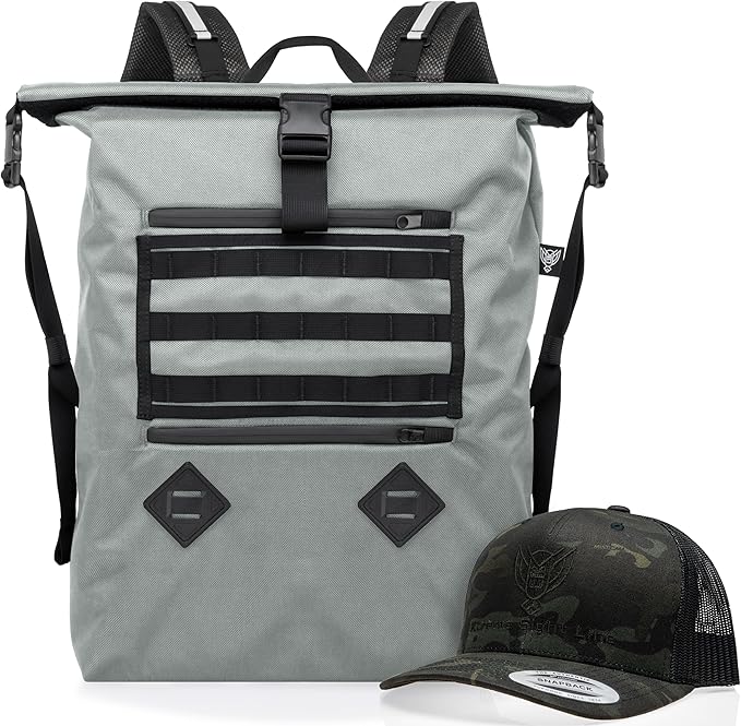Xtreme Sight Line ~ AQUA RT Large Water-Proof Faraday Backpack/Midnight MultiCam Hat Combo ~ Tracking/Hacking Defense ~ Silver