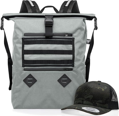 Xtreme Sight Line ~ AQUA RT Large Water-Proof Faraday Backpack/Midnight MultiCam Hat Combo ~ Tracking/Hacking Defense ~ Silver