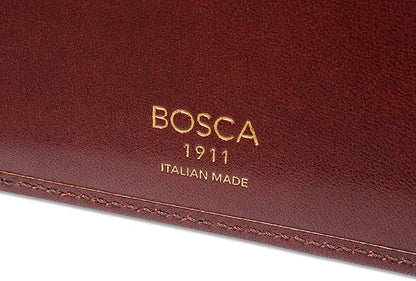 Bosca Men's Old Italian Leather Wallet RFID Blocking Modern Bifold Executive Design 8 Card Slots, Made in Italy - Dark Brown