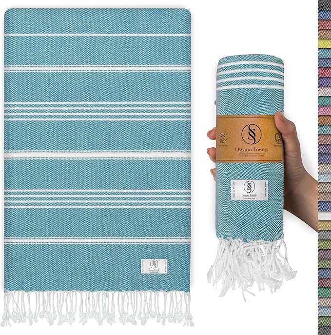 Turkish Beach Towel Quick Dry & Absorbent Extra Large (39" x 71") - Compact, Versatile and Functional as Picnic and Travel Blanket, Bath, Gym, Camping and Pool Towel - Mint