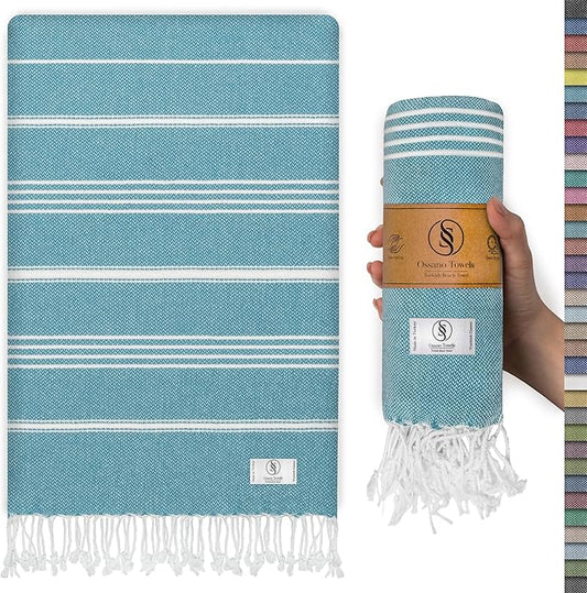Turkish Beach Towel Quick Dry & Absorbent Extra Large (39" x 71") - Compact, Versatile and Functional as Picnic and Travel Blanket, Bath, Gym, Camping and Pool Towel - Mint