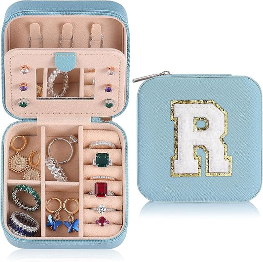 Parima Travel Jewelry Box for Girls - Small Initial Jewelry Organizer and Case With Mini Travel Box
