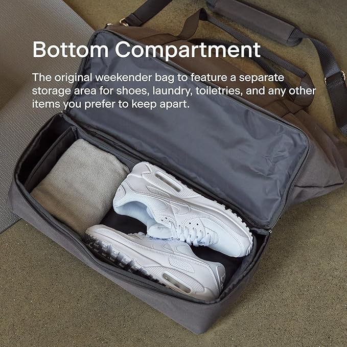 Lo & Sons Catalina Deluxe Weekender - Recycled Poly Large Capacity (49L) Travel Duffel With Shoe Compartment, Luggage Sleeve, Padded Strap | Versatile Durable Bag For Women, Men for Weekend, Carry On