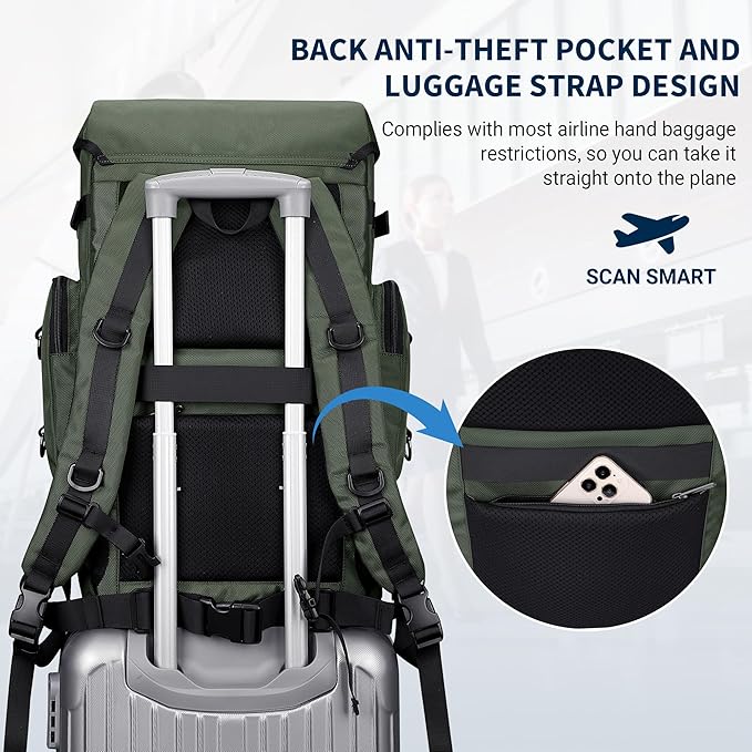 WITZMAN Travel Backpack for Men Women Carry on Bags for Airline Approved Convertible Duffle Luggage Backpack Shoe Compartment（B691 Green）