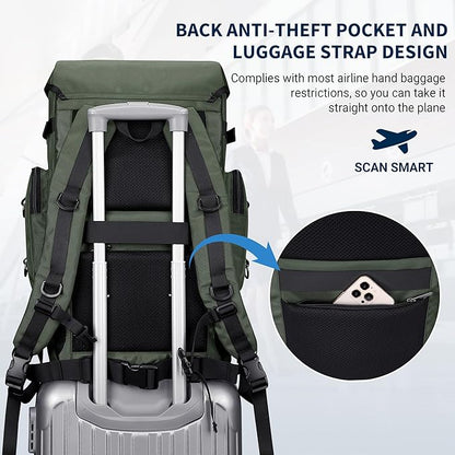 WITZMAN Travel Backpack for Men Women Carry on Bags for Airline Approved Convertible Duffle Luggage Backpack Shoe Compartment（B691 Green）