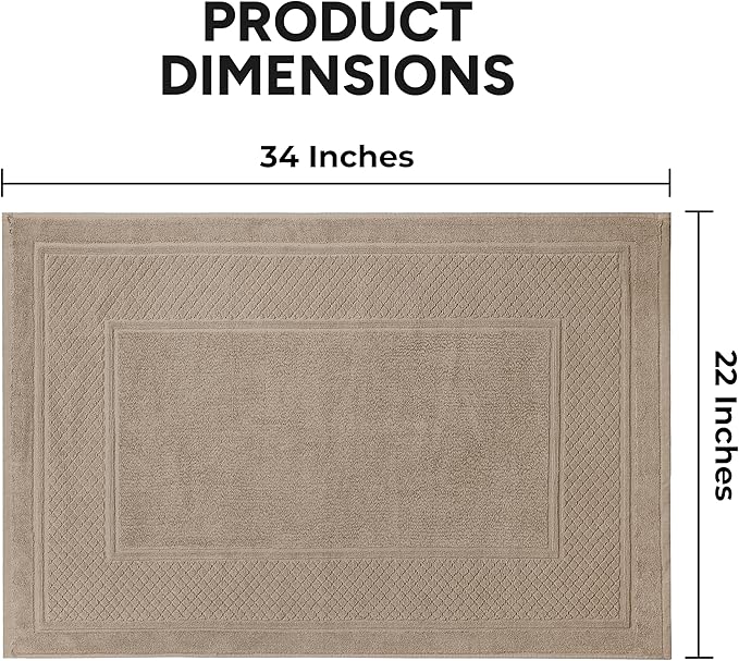 Avalon Towels Beige Bath Mat - 100% Cotton Set of 2 Absorbent Bathmat - Bathroom Mats Quick Dry Bath Mats for Bathrooms (22x34 Inches)