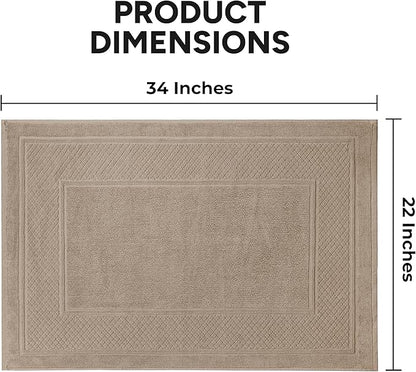 Avalon Towels Beige Bath Mat - 100% Cotton Set of 2 Absorbent Bathmat - Bathroom Mats Quick Dry Bath Mats for Bathrooms (22x34 Inches)