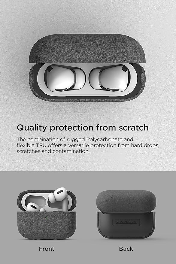 VRS Design Modern for Apple Airpods Pro 2nd Generation & 1st Generation Case (2023/2022/2019) (Sand Stone) [US Patent Registered]
