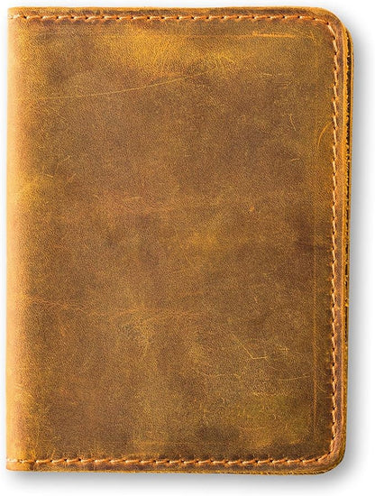 PEGAI Handcrafted Leather Passport Wallet for Men and Women | Full Grain Crazy Horse Leather Passport Holder | Custom Travel Passport Cover & Organizer | (Cinnamon)