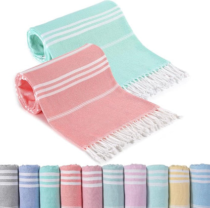 Antfuny 2 Packs Turkish Beach Towels Vacation Essentials Quick Dry Sand Free Oversized Bath Pool Swim Towel Extra Large XL Big Blanket Adult Travel Cruise Accessories Must Haves Clearance Stuff