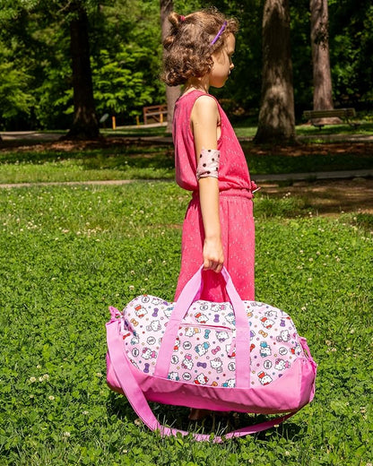 Hello Kitty Duffle Bag, 16” Travel Sleepover Bag for Girls, Weekender Bag, Pink Dance Bag
