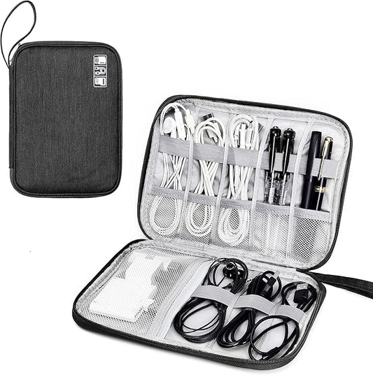 SELLYFELLY Travel Electronics Organizer Portable Cable Organizer Bag for Storage Electronic Accessories Case for Cord,Phone,Charger,Flash Drive (Black)