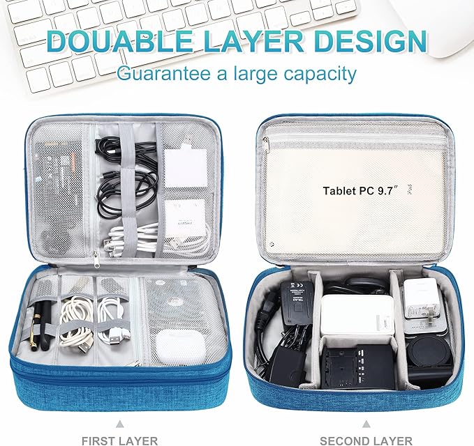 CILLA Electronics Organizer Travel, Travel Cord Organizer Case, Compact Electronics Accessories Bag for Cable, Cord, Charger, Phone