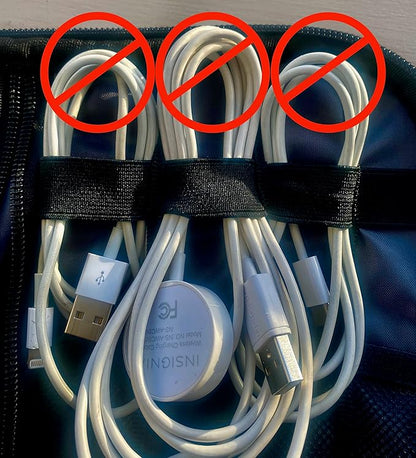 10 - USB Cable Organizer Pouches, Manage Cables, Travel Cable Oranizer, Color Coded with USB Zipper Pulls