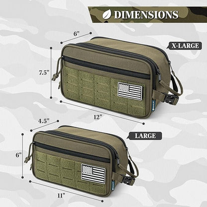 PAVILIA Extra Large Tactical Toiletry Bag for Men, Travel Hygiene Bag, Military Gear Dopp Kit, Molle Accessories Pouch, Shaving Grooming Essentials Gym Bathroom Shower Toiletries Tool EDC, Olive XL