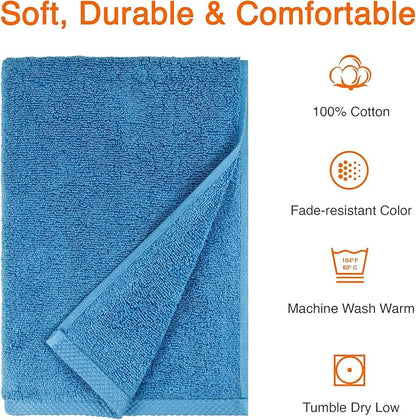 Amazon Basics 2 Piece Quick-Dry Oversize Bath Towel, 100% Cotton, Lake Blue, 54" x 30"