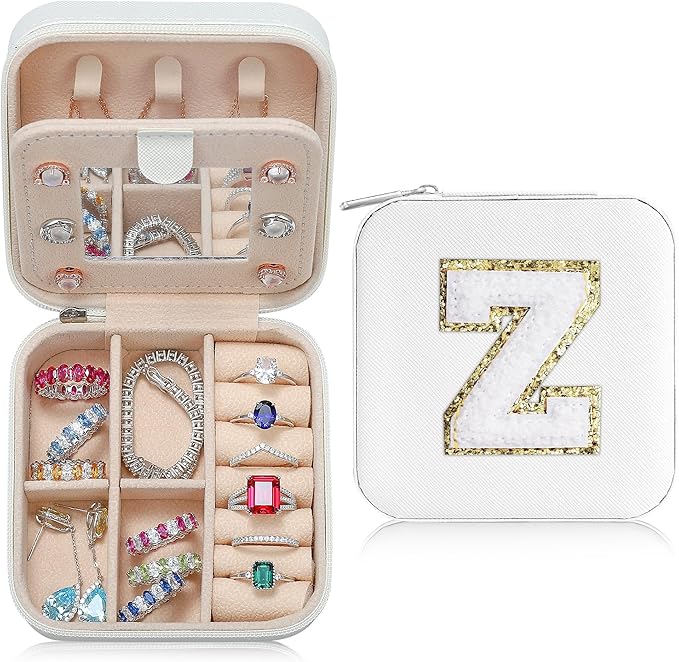 Parima Women's Jewelry Organizer | Necklace, Earring, Ring Organizer | White, Letter Z Travel Gift