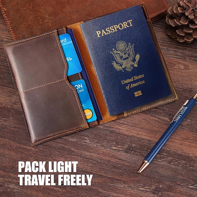 STAR VISTA Albatross Leather Travel Passport Holder, Minimalist Design, Full Grain Leather Case for Men and Women - Slim Passport Wallet, Bifold, RFID Blocking