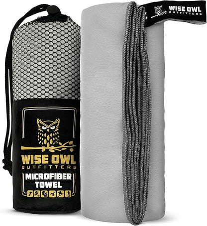 Wise Owl Outfitters Microfiber Camping Towel - Quick Dry Towel for Travel, Backpacking, Hiking, Beach, Gym & Yoga - Compact, Fast Drying & Lightweight