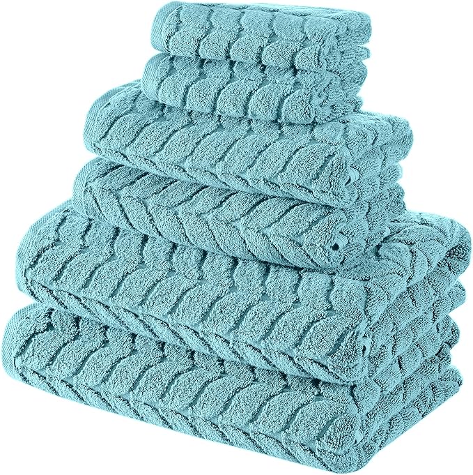 BAGNO MILANO Turkish Bath Towels, Soft Plush Jacquard Luxury Bath Towels, Quick Dry Towel Set (Aqua Green, Bath Sheet)