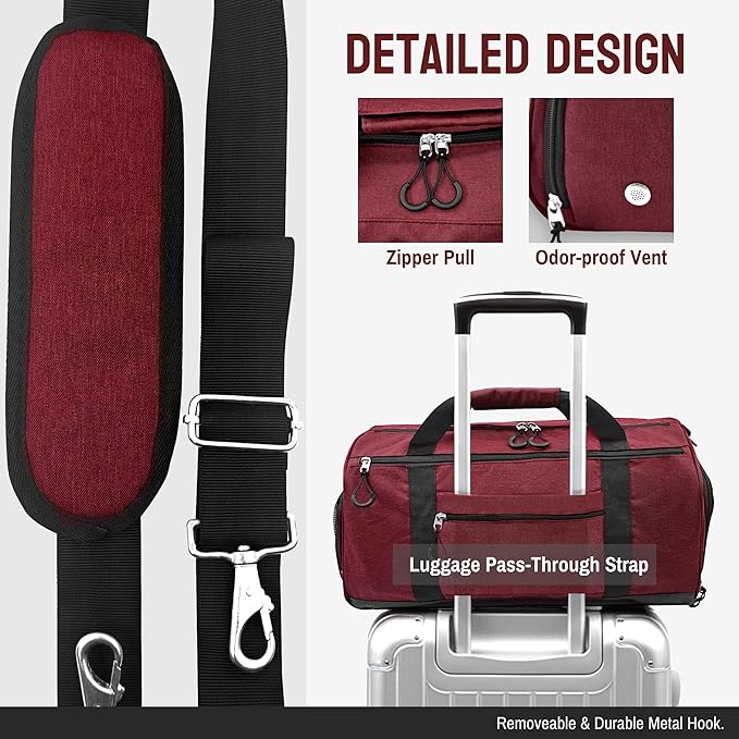 56L Gym Bag Sports Duffle Bag with Shoe Compartment & Wet Pocket, Carry-on Luggage Bag with Quick-Access Pouch, Weekender Overnight Travel Bag for Men & Women