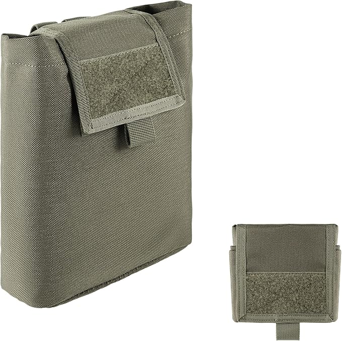 MOLLE Dump Pouch Roll Up Magazines Recovery Utility Admin Bag Drawstring Foldable Tool Mag Drop Waist Pack for Tactical/Range/Battle/Duty Belt Hunting Shooting Competition